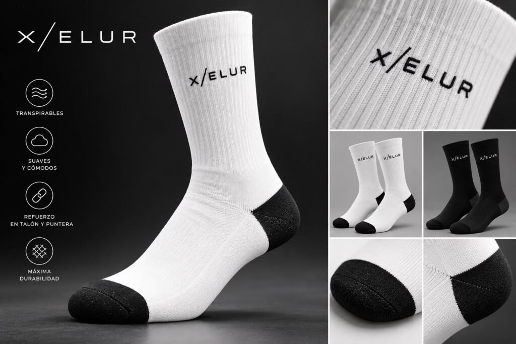 Pack de calcetines X/ELUR en blanco y negro con refuerzo en talón y puntera