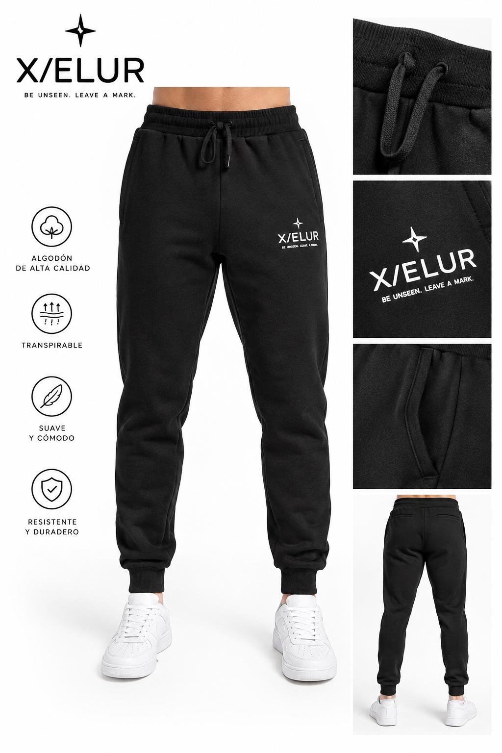 Pantalón de chándal jogger X/ELUR negro con logo y detalles